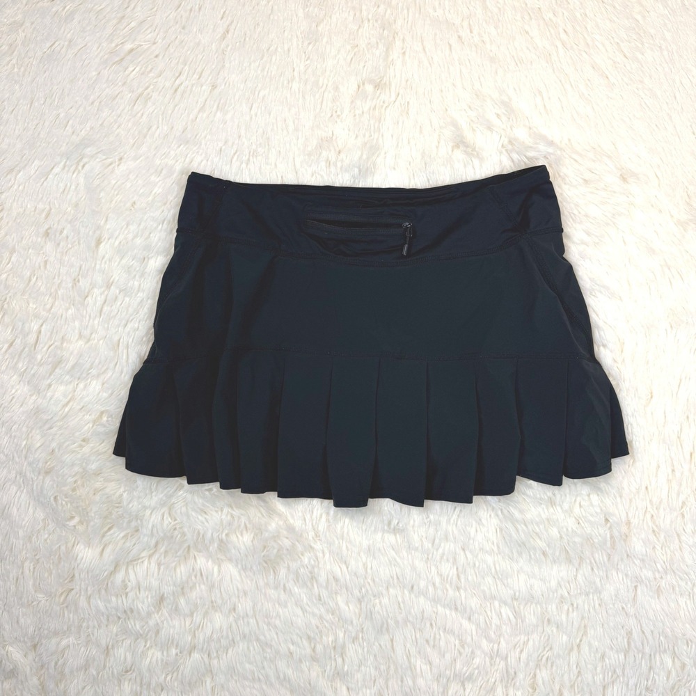 Lululemon Tennis Skirt Women 6 Black Pleated Back Athletic Skort Tenniscore